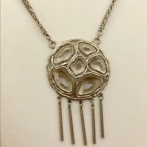 Unique vintage necklace silver metal with dangles